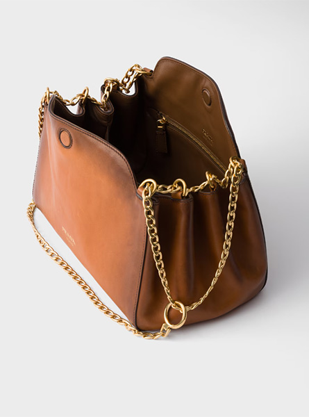 高仿PRADA包包 | A货普拉达女包 2025秋冬PRADA新款 干邑色Prada Tumulte 小号皮革手袋