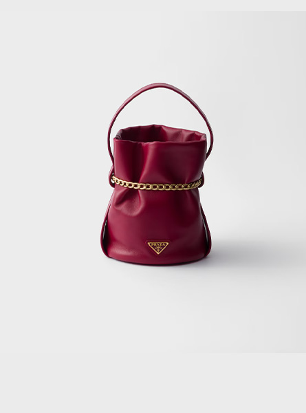 高仿PRADA包包 | A货普拉达女包 2025秋冬PRADA新款 樱桃色Petit Sac Noir Nappa皮革迷你水桶包