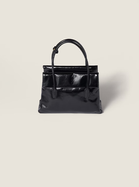 高仿MIUMIU包包 | A货缪缪包包 2025秋冬MIUMIU新款 黑色亮面皮革Solitaire手袋