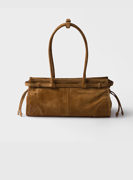 高仿PRADA包包 | A货普拉达女包 2025秋冬PRADA新款 肉桂色 中号绒面皮革手袋