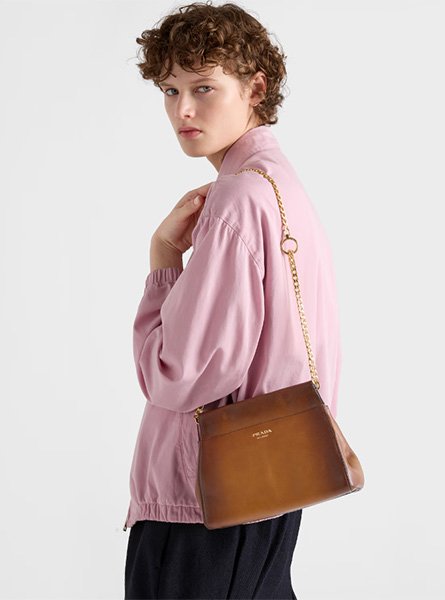 高仿PRADA包包 | A货普拉达女包 2025秋冬PRADA新款 干邑色Prada Enchaîné 迷你皮革手袋