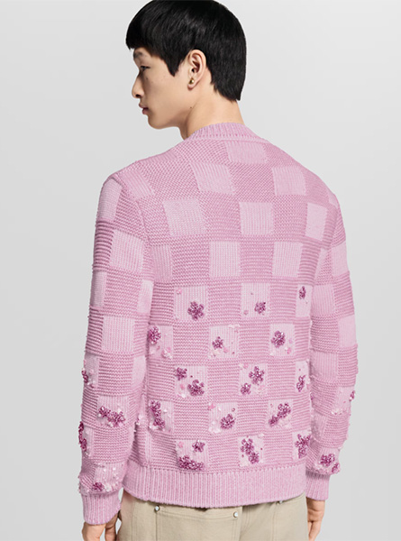 LV高仿男装 | 路易威登 A货服装  2025秋冬LV新款 粉色DAMIER 刺绣开衫