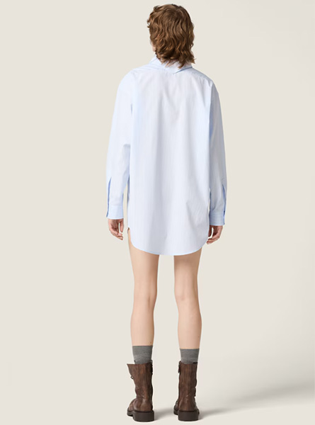 MIUMIU高仿女装 | 缪缪A货服装  2025秋冬MIUMIU新款 天蓝色 府绸衬衫