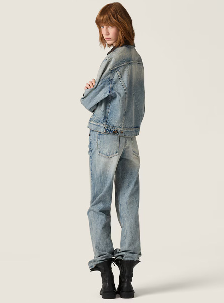 MIUMIU高仿女装 | 缪缪A货服装  2025秋冬MIUMIU新款 浅蓝色牛仔裤