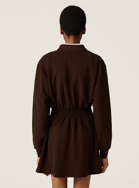 MIUMIU高仿女装 | 缪缪A货服装  2025秋冬MIUMIU新款 可可棕 棉质珠地布迷你裙