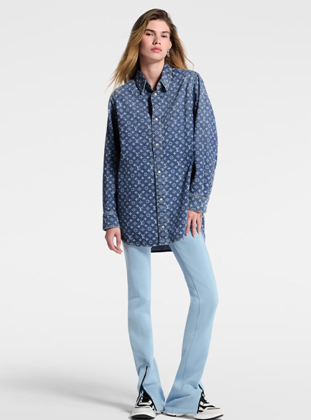 LV高仿女装 | 路易威登 A货服装  2025秋冬LV新款 蓝色MONOGRAM 牛仔衬衫