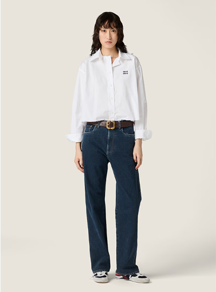 MIUMIU高仿女装 | 缪缪A货服装  2025秋冬MIUMIU新款 白色府绸衬衫