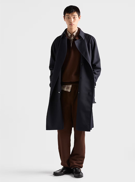 PRADA高仿男装 | 普拉达 A货服装  2025秋冬PRADA新款 可可棕 棉质抓绒Polo衫