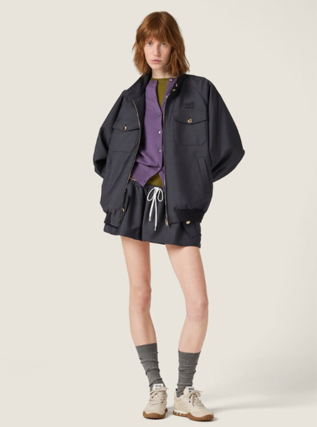 MIUMIU高仿女装 | 缪缪A货服装  2025秋冬MIUMIU新款 赤铁色 粘合小马海毛和针织夹克