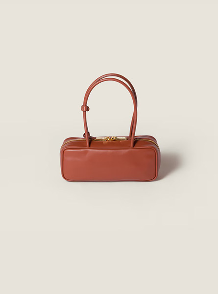 高仿MIUMIU包包 | A货缪缪包包 2025秋冬MIUMIU新款 铁红色 小号Beau皮革手袋