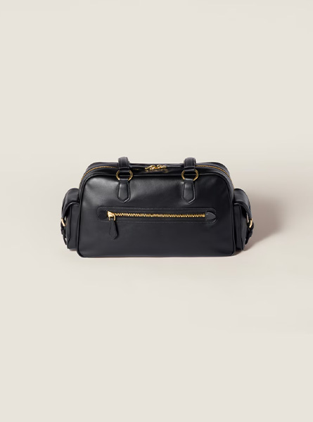 高仿MIUMIU包包 | A货缪缪包包 2025秋冬MIUMIU新款 黑色Pocket皮革手提包