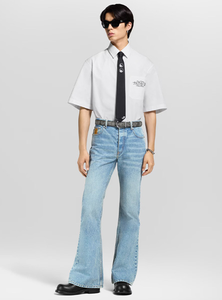 LV高仿男装 | 路易威登 A货服装  2025秋冬LV新款 白色短袖衬衫