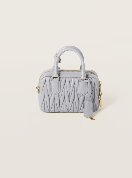 高仿MIUMIU包包 | A货缪缪包包 2025秋冬MIUMIU新款 珍珠灰小号Arcadie Matelassé软羊革手袋