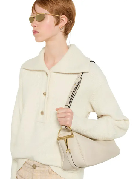 高仿GUCCI包包 | A货古驰女包 2025秋冬GUCCI新款 象牙白色 Gucci Half Horsebit系列中号肩背包