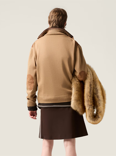 MIUMIU高仿女装 | 缪缪A货服装  2025秋冬MIUMIU新款 可可棕 织物针织半身裙