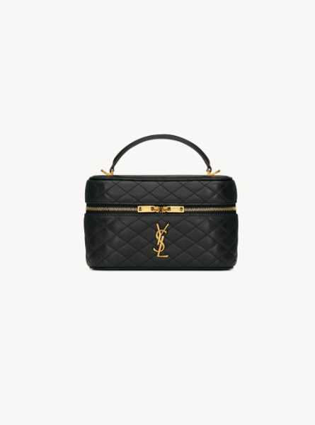 高仿YSL包包 黑色GABY VANITY BAG 小羊皮肩带手拿包 古力娜扎同款包包