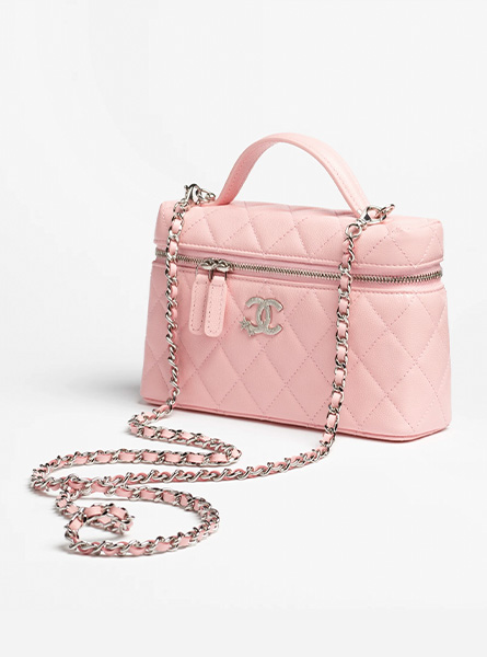 高仿CHANEL包包 | A货香奈儿女包 2025/26秋冬预告系列 淡粉红链条化妆包