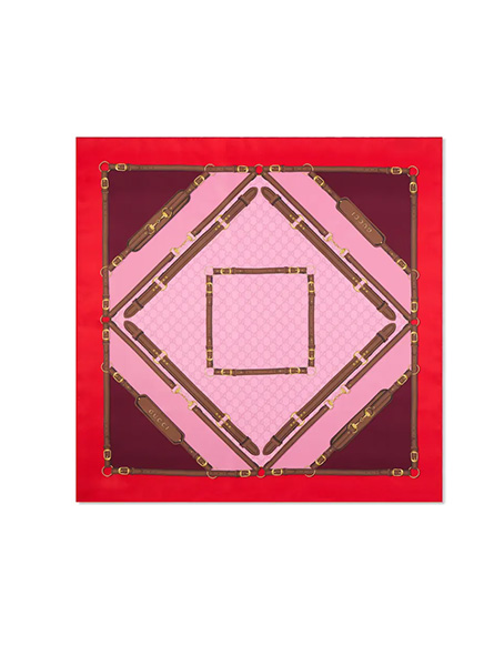 GUCCI高仿围巾|印花桑蚕丝斜纹方巾