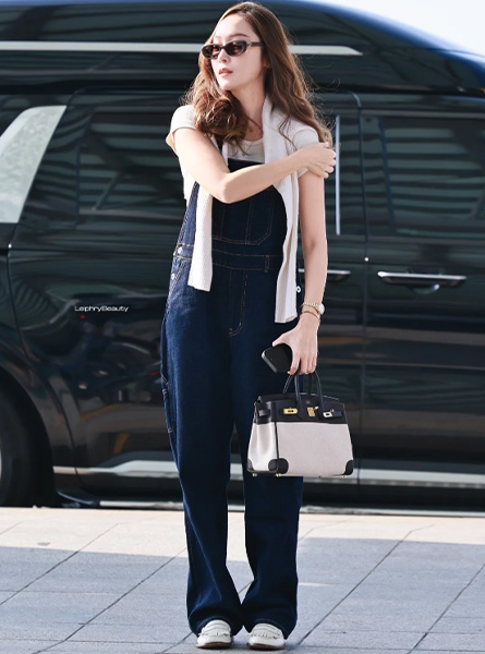高仿HERMES包包 Birkin 25 Toile 拼帆布 Jessica郑秀妍 仁川机场