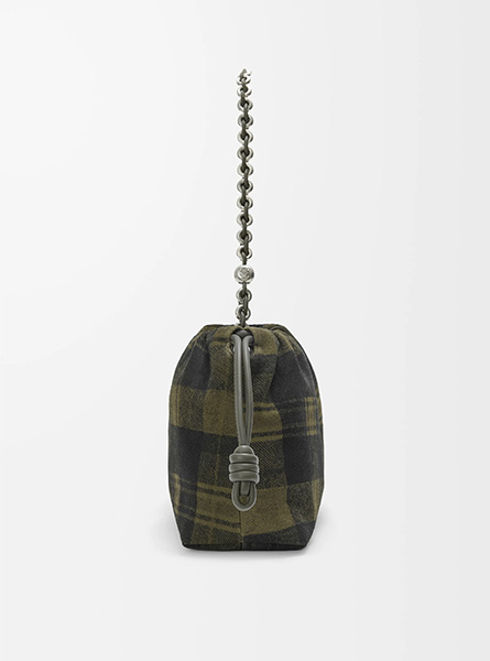 高仿LOEWE包包 | A货罗意威女包 2025秋冬新款 中号格纹绒面革 Flamenco Purse 手拿包