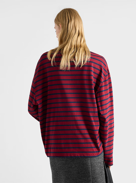 PRADA高仿女装 | 普拉达 A货服装  2025秋冬PRADA新款 长袖条纹平纹针织T恤