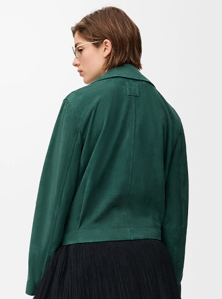 LOEWE高仿女装 | 罗意威A货服装  2025秋冬新款 绒面羊皮革腰带夹克