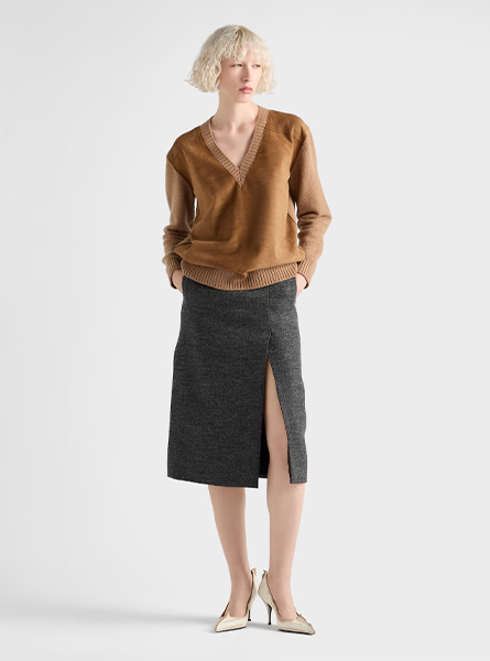 PRADA高仿女装 | 普拉达 A货服装  2025秋冬PRADA新款 明线半身裙