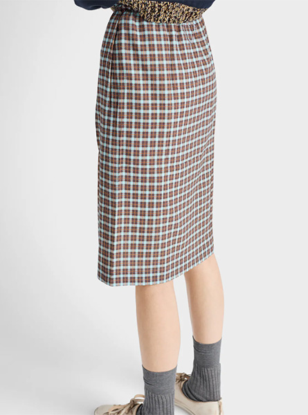 PRADA高仿女装 | 普拉达 A货服装  2025秋冬PRADA新款 格纹弹力乔其纱半身裙