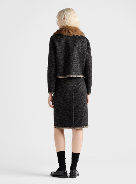 PRADA高仿女装 | 普拉达 A货服装  2025秋冬PRADA新款 双层花呢中长半身裙