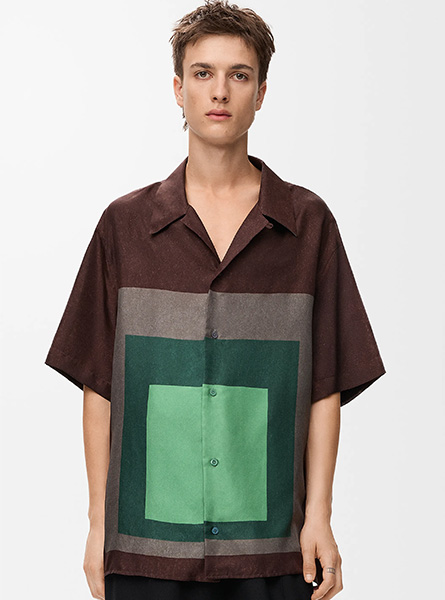 LOEWE高仿男装 | 罗意威A货服装  2025秋冬新款 丝绸短袖衬衫