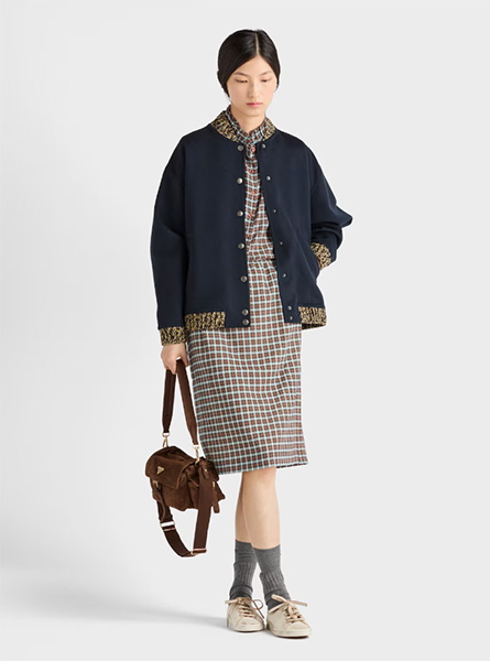 PRADA高仿女装 | 普拉达 A货服装  2025秋冬PRADA新款 格纹弹力乔其纱半身裙