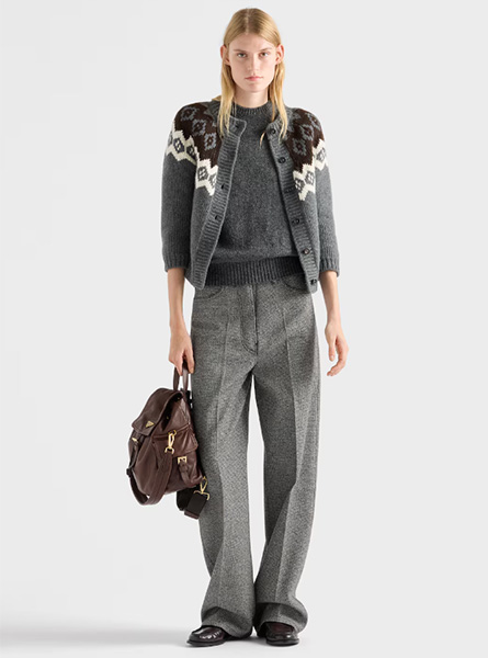 PRADA高仿女装 | 普拉达 A货服装  2025秋冬PRADA新款 羊毛和羊绒混纺开衫