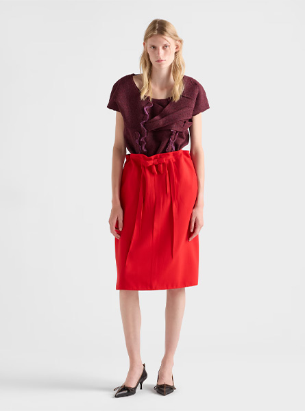 PRADA高仿女装 | 普拉达 A货服装  2025秋冬PRADA新款 混纺编织中长半身裙