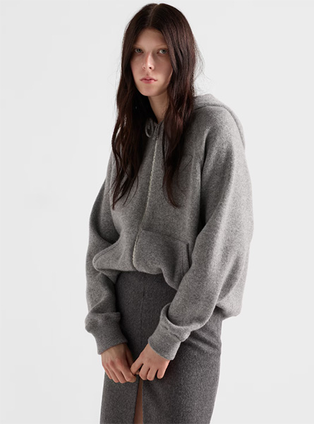 PRADA高仿女装 | 普拉达 A货服装  2025秋冬PRADA新款 羊绒连帽开衫