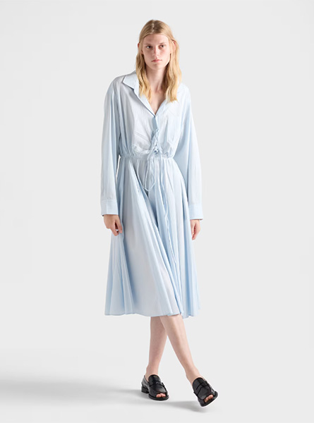 PRADA高仿女装 | 普拉达 A货服装  2025秋冬PRADA新款 棉质中长连衣裙