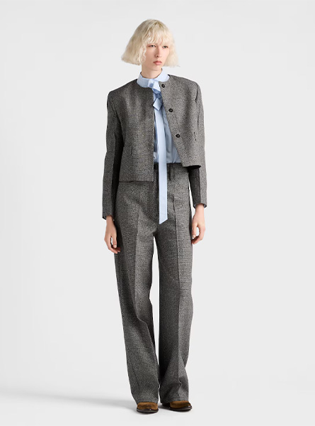 PRADA高仿女装 | 普拉达 A货服装  2025秋冬PRADA新款 单排扣威尔士亲王Mouliné西装外套