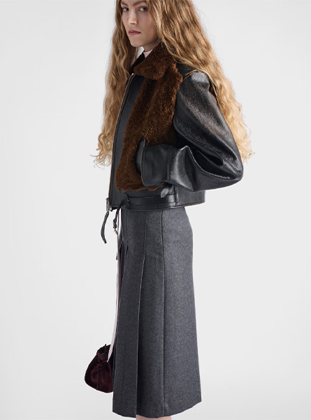 PRADA高仿女装 | 普拉达 A货服装  2025秋冬PRADA新款 法兰绒半身裙