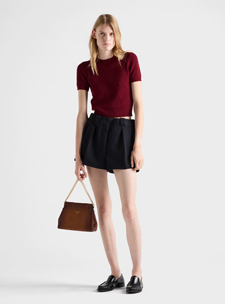 PRADA高仿女装 | 普拉达 A货服装  2025秋冬PRADA新款 羊绒短袖毛衣