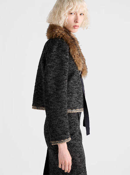 PRADA高仿女装 | 普拉达 A货服装  2025秋冬PRADA新款 单排扣双层花呢夹克