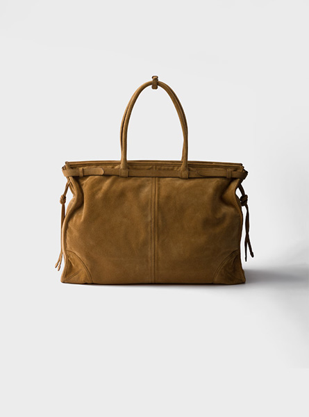 高仿PRADA包包 | A货普拉达男包 2025秋冬新款 肉桂色 绒面皮革托特包