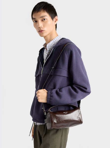 高仿PRADA包包 | A货普拉达男包 2025秋冬新款 深棕色皮革单肩包