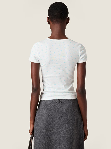 MIUMIU高仿女装 | 缪缪A货服装  2025秋冬MIUMIU新款 罗纹针织T恤