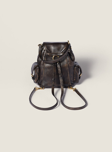 高仿MIUMIU包包 | A货缪缪包包 2025秋冬MIUMIU新款 咖啡棕 皮革背包