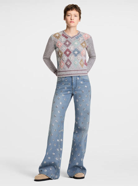 LV高仿女装 | 路易威登 A货服装  2025秋冬LV新款 3D 标识 ARGYLE 套头衫
