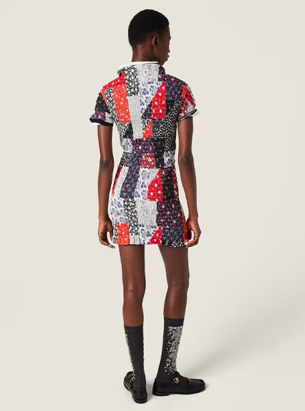 MIUMIU高仿女装 | 缪缪A货服装  2025秋冬MIUMIU新款 拼布府绸迷你裙