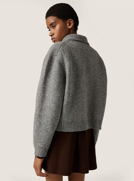 MIUMIU高仿女装 | 缪缪A货服装  2025秋冬MIUMIU新款 设得兰羊毛与羊绒拉链开衫