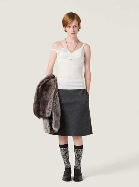 MIUMIU高仿女装 | 缪缪A货服装  2025秋冬MIUMIU新款 设得兰羊毛裙