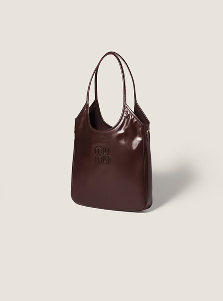 高仿MIUMIU包包 | A货缪缪包包 2025秋冬MIUMIU新款 深棕色 IVY皮革手袋 托特包