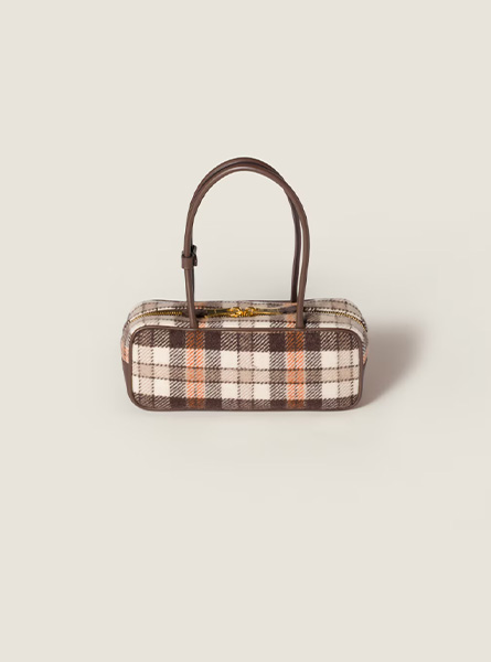 高仿MIUMIU包包 | A货缪缪包包 2025秋冬MIUMIU新款 赭褐色 Beau格纹手袋