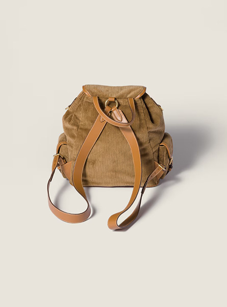 高仿MIUMIU包包 | A货缪缪包包 2025秋冬MIUMIU新款 肉桂色 灯芯绒背包